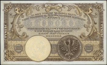 1.000 złotych 28.02.1919, Miłczak 55a, Lucow 599 (R5), bardzo ładne, rzadkie