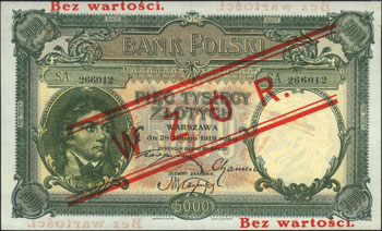5.000 złotych 28.02.1919, WZÓR, Miłczak 56, Luco