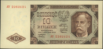 10 złotych 1.07.1948, seria AY, Miłczak 136b, pi