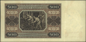 500 złotych 1.07.1948, seria C, Miłczak 140a, bez konserwacji, w tym stanie zachowania bardzo rzadkie