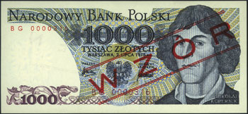 1.000 złotych 2.07.1975, nadruk WZÓR, seria BG 0