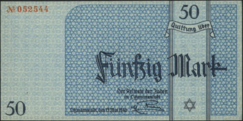 50 marek 15.05.1940, bez oznaczenia serii, numeracja 6-cio cyfrowa, Miłczak Ł7b, rzadkie i pięknie zachowane