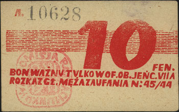 Obóz Jeniecki VII A w Murnau, 10 i 50 fenigów oraz 1 marka 1944, Campbell 3812-3814, łącznie 3 sztuki
