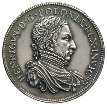 Henryk Walezy, XIX wieczna odbitka medalu koronacyjnego z 1573 r, brąz srebrzony 29 mm, patyna