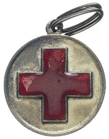 medal Czerwonego Krzyża za wojnę rosyjsko japońską 1904-1905, srebro 8.27 g, 24 mm, czerwona emalia, na uszku punca 84, patyna