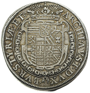 Ferdynand II 1619-1637, talar 1636, Graz, Dav. 3111, Her. 435, Voglhuger 134/VIII, patyna
