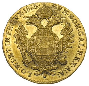 Franciszek I 1804-1835, dukat 1815 / B, Krzemnica, złoto 3.49 g, Fr. 215 (jako Węgry), Her. 118, Huszar 1927, ładnie zachowany