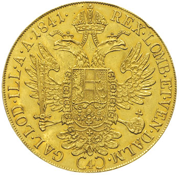 Ferdynand I 1835-1848, 4 dukaty 1841 / A, Wiedeń, złoto 13.94 g, Fr. 480, Her. 6, gięte