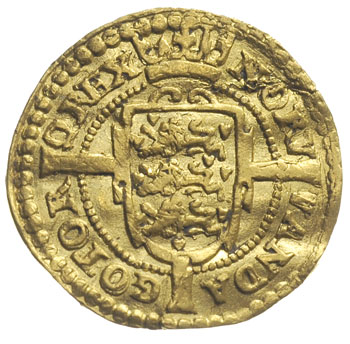 Krystian IV 1588-1648, dukat 1611, Kopenhaga, złoto 3.45 g, Fr. 33, Hede 17, gięty, bardzo rzadki