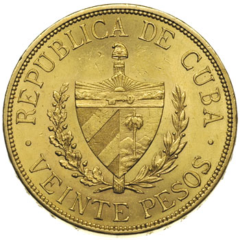 Republika, 20 pesos 1915, Filadelfia, złoto 33.4