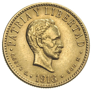 Republika, 4 pesos 1916, Filadelfia, złoto 6.69 
