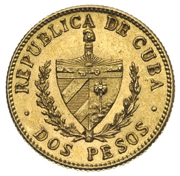 Republika, 2 pesos 1916, Filadelfia, złoto 3.33 g, Fr. 6