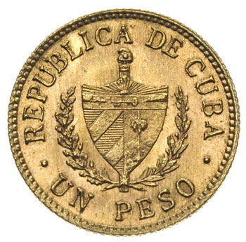 Republika, 1 peso 1915, Filadelfia, złoto 1.66 g, Fr. 7, rzadkie