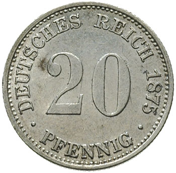 20 fenigów 1875 / E, Drezno, J.5