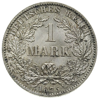 1 marka 1875 / B, Hanower, J.9, rzadka i pięknie zachowana, patyna
