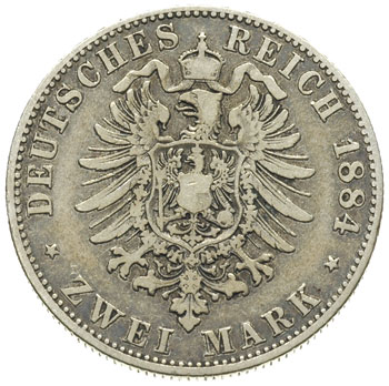 Henryk XIV 1867-1913, 2 marki 1884 / A, Berlin, J. 120, patyna