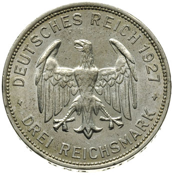 3 marki 1927 / A, Berlin, 450-lecie Uniwersytetu w Tübingen, J.328, rzadkie