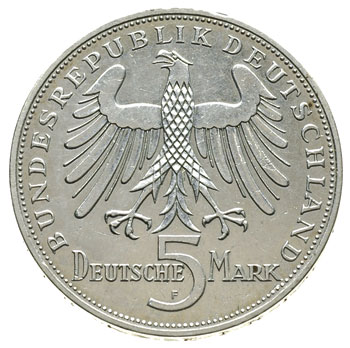 5 marek 1955 / F, Stuttgart, 150-lecie śmierci Fryderyka von Schiller, J.389, rzadkie