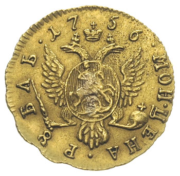 1 rubel 1756, Krasnyj Dwor, złoto 1.60 g, Diakov 389, Jusupov 4