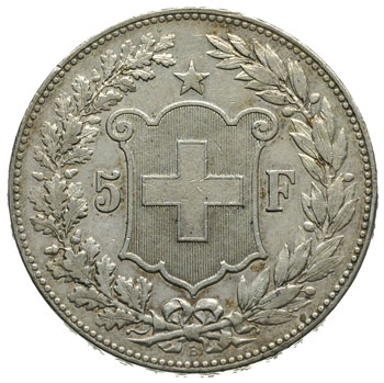 Konfederacja od 1848, 5 franków 1890 / B, Berno, HMZ 2-1198c, patyna