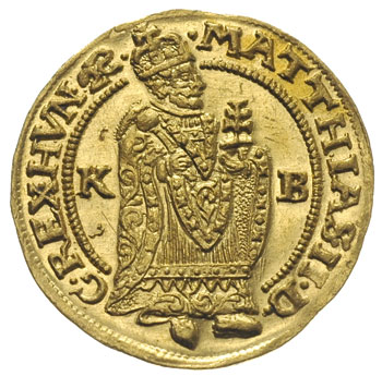 Maciej II 1608-1619, dukat 1610 / K-B, Krzemnica, złoto 3.45 g, Huszar 1081, piękny egzemplarz, minimalnie gięty