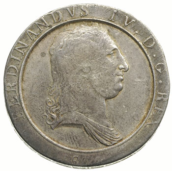 Ferdynand IV 1759-1816, 120 grana (piastra) 1805 / L-D, srebro 26.95 g, Dav. 162, Pagani 10, CNI XX/613/39, patyna