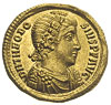 Teodozjusz I 379-395, solidus 379-395, Konstantynopol, oficyna H, Aw: Popiersie cesarza w rozetkow..