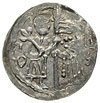 Bolesław Wysoki 1163-1201, denar, Aw: Dwie postacie z chorągwią, Rw: Dwa skrzyżowane napisy, srebr..