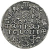 trojak 1592, Olkusz, odmiana z pełną datą i literami I - F po bokach herbu podskarbiego, awers Ige..