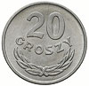 20 groszy 1957, Warszawa, odmiana z mniejszymi cyframi daty, Parchimowicz 208.a, piękne