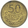 50 groszy 1957, na rewersie wklęsły napis PRÓBA, mosiądz 4.74 g, Parchimowicz P- 210.b, nakład 100..