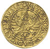 dukat 1587, Królewiec, Aw: Półpostać i napis, Rw: Orzeł i napis, złoto 3,43 g, Bahr. 1283, Fr. 315..