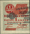 1 grosz 28.04.1924, lewa połówka, seria AD, numeracja 6-cio cyfrowa z gwiazdką, Miłczak 42aL, Luco..