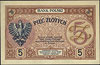 5 złotych 28.02.1919, seria S.12.B 065978, Miłczak 49b, Lucow 571 (R5), rzadkie, pięknie zachowane