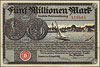 Sopot, 5.000.000 marek 13.08.1923, numeracja 6-cio cyfrowa, Podczaski WD-125.A.2.a, wyśmienite