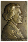 Ignacy Paderewski -plakieta Mennicy Państwowej sygnowana J. AVMILLER, 1926, brąz 91 x 61 mm, Strza..