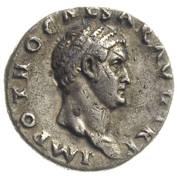 Otto 69, denar, Rzym, Aw: Popiersie cesarza w prawo, napis IMP OTHO CAESAR AVG TR P, Rw: Ceres stojąca w lewo, trzymająca dwa kłosy zboża i róg obfitości, napis PONT MAX, srebro 3.20 g, RIC 20 (jako aureus), rzadki denar cesarza panującego niespełna 3 miesiące