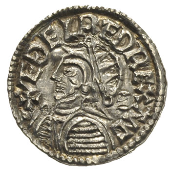 Aethelred II 978-1016, denar typu helmet, Lincol