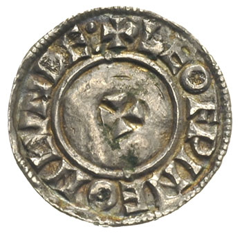 Aethelred II 978-1016, denar typu small cross, Londyn, mincerz Leofwine, Aw: Popiersie w diademie w lewo, Rw: Mały krzyż w obwódce, srebro 1.32 g, Spink 1154