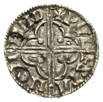 Knut 1016-1035, denar typu quatrefoil ok. 1017-1023, Londyn, mincerz Pulfstan, Aw: Popiersie w koronie w obwódce w lewo, Rw: Krzyż z łukami w formie rozety, srebro 0.93 g, Spink 1157