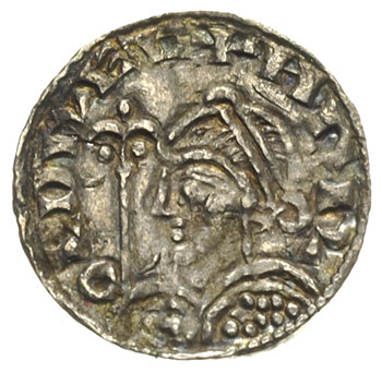 Harold I 1035-1040, denar typu fleur-de-lis, Londyn, mincerz Lifinc, Aw: Popiersie z berłem w lewo, Rw: Długi krzyż z czterema liliami w polach, srebro 1.05 g, Spink 1165