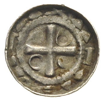Biskupi Sascy, denar krzyżowy, Aw: Krzyż prosty i kółka, Rw: Krzyż kawalerski, srebro 1.01 g, Gum. typ VI, Str. 23