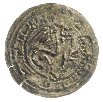 Mieszko III 1173-1202 lub synowie, brakteat, Gryf zwrócony w lewo, Str. 136, srebro 0.19 g, bardzo rzadki, patyna