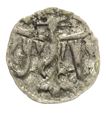 Ludwik I Andegaweński 1342-1382, denar koronny, Kraków, Aw: Tarcza andegaweńska, Rw: Orzeł, srebro 0.16 g, Huszar 560