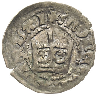 Władysław Jagiełło 1386-1434, półgrosz koronny, Aw: Korona, bez liter pod nią, Rw: Orzeł, srebro 1.51g, piękny egzemplarz