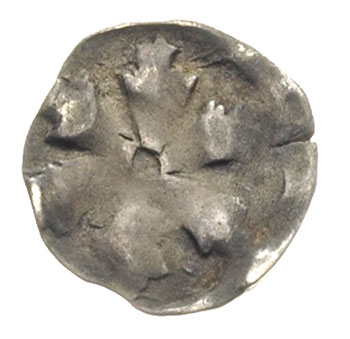 Pyrzyce- miasto /Pyritz/, denar przed 1450, Aw: Sześciolistny kwiat z kółkiem w środku, Rw: Gryf w lewo, 0.26 g, Dbg 223