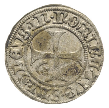 Strzałów /Stralsund/, grosz 1504, Aw: Strzała, Rw: Krzyż, w polu półksiężyc w rozetą, 1.23 g, Dbg 287, bardzo ładny