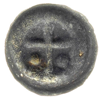 brakteat ok. 1317-1328, Krzyż łaciński, u dołu po bokach dwie kulki, 0.23 g, BRP Prusy T9.41