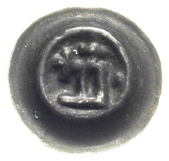 brakteat ok. 1345-1353, Prostokąt w kształcie litery D, dolegające dwa krzyżyki, niżej kulka, 0.23 g, BRP Prusy T12.6