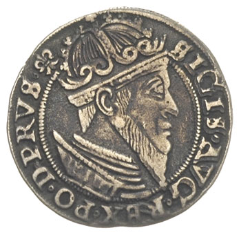 trojak 1557, Gdańsk, popiersie króla w obwódce, Iger G.57.1.a (R4), T. 3,  rzadki, ciemna patyna